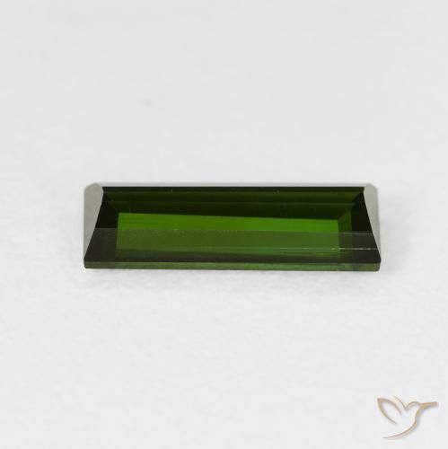 0.95カラットの天然アーシーグリーントルマリン、バゲット、VS