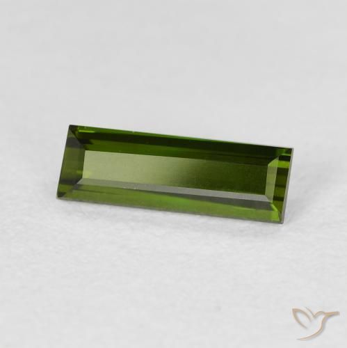 0.96カラットの天然ダークグリーントルマリン、バゲット、VVS-VS