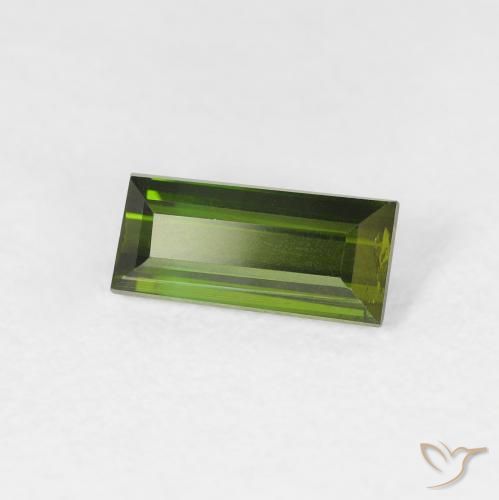 0.88カラットの天然フォレストグリーントルマリン、バゲット、VS
