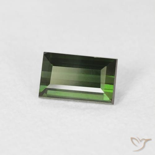 0.47カラットの天然フォレストグリーントルマリン、バゲット、VVS