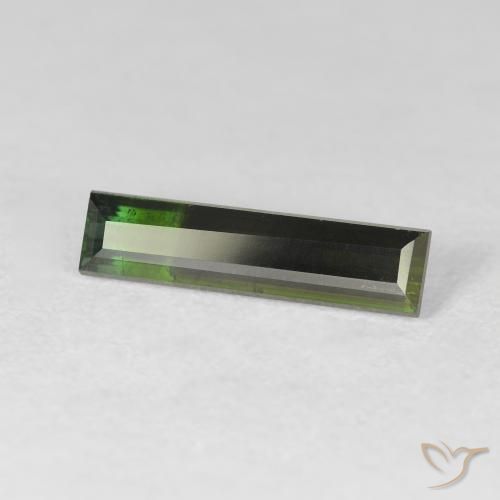 1.61カラットの天然非常に濃い緑トルマリン、バゲット、VS