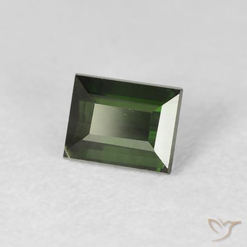 0.88カラットの天然ダークグリーントルマリン、バゲット、VS