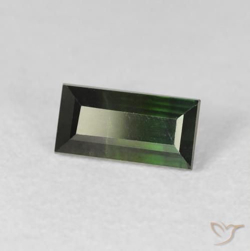 1.14カラットの天然非常に濃い緑トルマリン、バゲット、VS