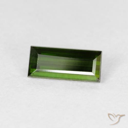 0.98カラットの天然アーシーグリーントルマリン、バゲット、VVS