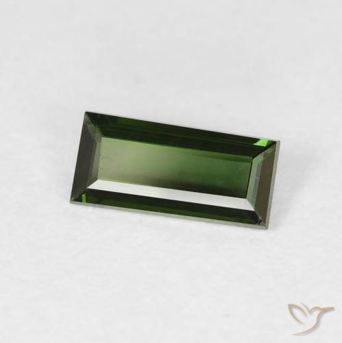 0.71カラットの天然ダークグリーントルマリン、バゲット、VVS