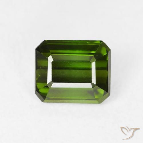 0.80ct 天然 アーシーグリーン トルマリン, エメラルドカット, VS