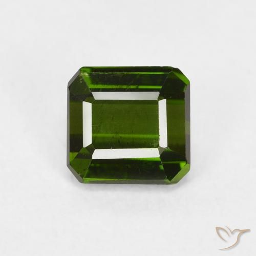 0.98ct 天然 ダークグリーン トルマリン, エメラルドカット, VS