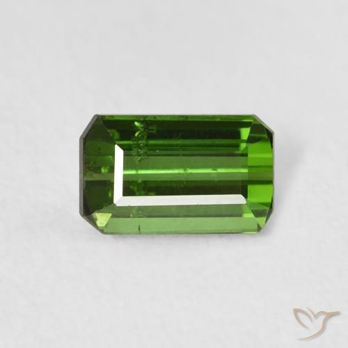 0.75ct 天然 ミディアムグリーン トルマリン, エメラルドカット, VS-SI