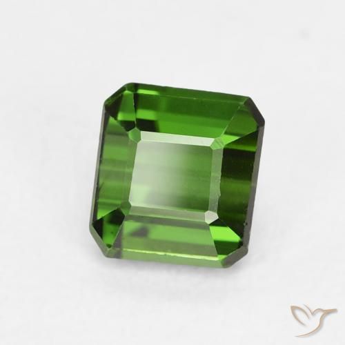 0.80カラットの天然Medium Dark-Greenトルマリン、八角形 / エメラルドカット、VVS