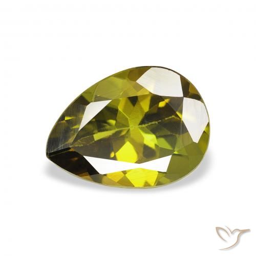 1.14ct 天然 ウォームグリーン トルマリン, 洋梨の形, VVS-VS