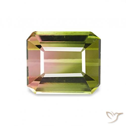 1.26ct ウォーターメロン トルマリン, エメラルドカット, VVS