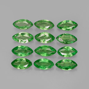 カラットの天然クロムグリーンツァボライトガーネット（5×2.6 mm・マーキス）