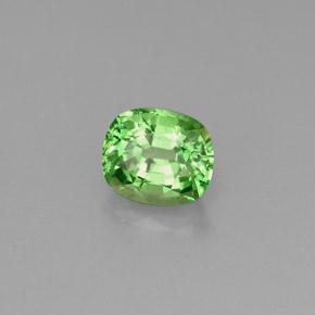 0.88カラットの天然クロムグリーンツァボライトガーネット（5.8×5 mm・クッションカット）