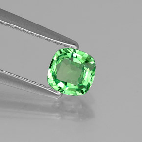 0.44カラットの天然グリーンツァボライトガーネット（4.6×4.5 mm・クッションカット）