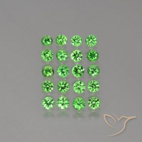 2.36カラットの天然鮮やかなグリーンツァボライトガーネット（2.90 mm・ラウンドカット）