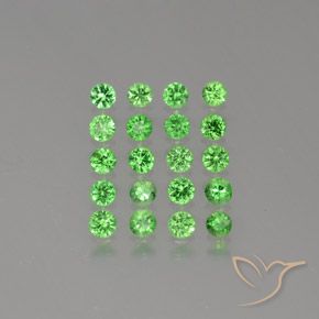 2.11カラットの天然エレクトリックグリーンツァボライトガーネット（2.93 mm・ラウンドカット）