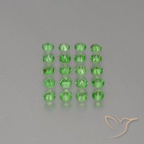 2.11カラットの天然エレクトリックグリーンツァボライトガーネット（2.93 mm・ラウンドカット）