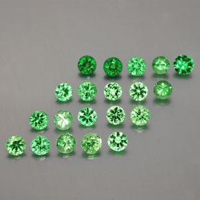 2.38カラットの天然ミディアムグリーンツァボライトガーネット（3.05 mm・ラウンドカット）