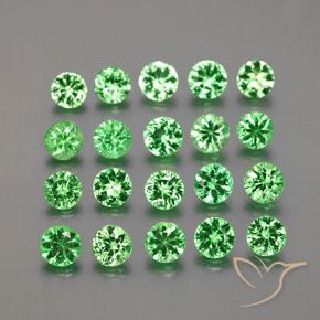 2.71カラットの天然ミディアムグリーンツァボライトガーネット（3.25 mm・ラウンドカット）