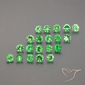 1.95カラットの天然ミディアムグリーンツァボライトガーネット（2.82 mm・ラウンドカット）