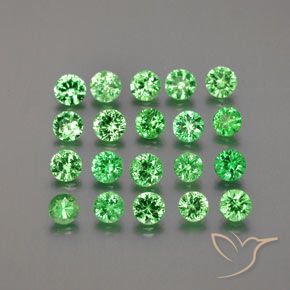 1.95カラットの天然ミディアムグリーンツァボライトガーネット（2.82 mm・ラウンドカット）
