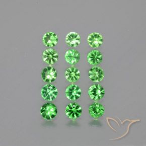 2.51カラットの天然ミディアムグリーンツァボライトガーネット（3.42 mm・ラウンドカット）