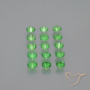 2.51カラットの天然ミディアムグリーンツァボライトガーネット（3.42 mm・ラウンドカット）