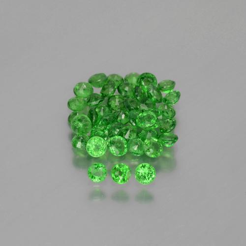 2.85カラットの天然エレクトリックグリーンツァボライトガーネット（2.48 mm・ラウンドカット）