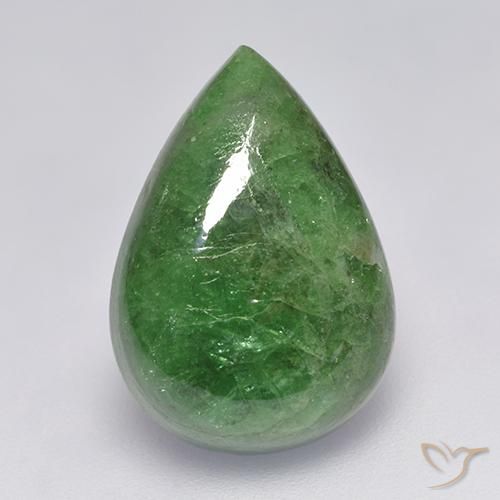 10.68ct 天然 クロムグリーン ツァボライトガーネット, 洋梨の形, 半透明