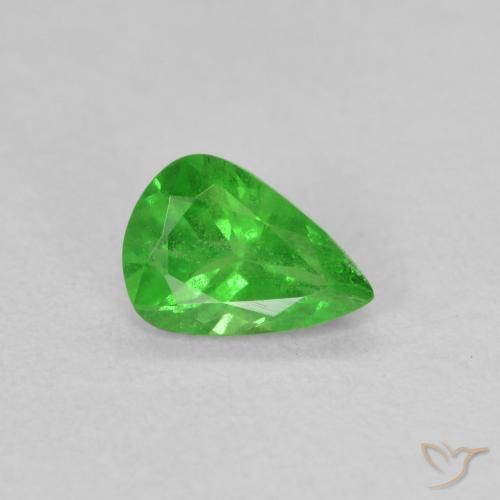 0.69ct 天然 エレクトリックグリーン ツァボライトガーネット, 洋梨の形, VS-SI