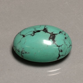 13.65カラットの天然グリーンターコイズ（19.4×13.4 mm・オーバルカット）