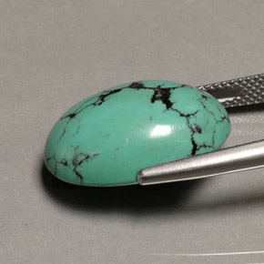 13.65カラットの天然グリーンターコイズ（19.4×13.4 mm・オーバルカット）