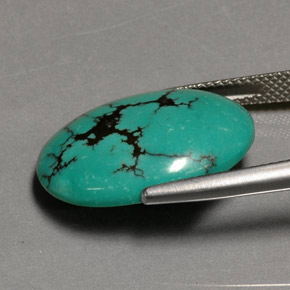 12.26カラットの天然グリーンターコイズ（20.7×15.8 mm・オーバルカット）
