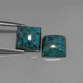 カラットの天然緑がかった青ターコイズ（8.1×8.1 mm・四角）