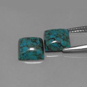 カラットの天然緑がかった青ターコイズ（8.1×8.1 mm・四角）