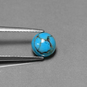 0.96カラットの天然ブルーグリーンターコイズ、ラウンドカット、オペーク