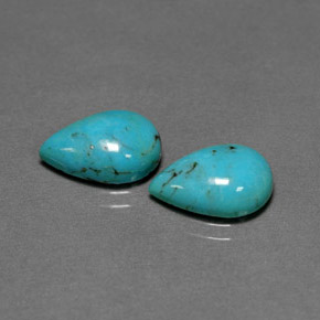 カラットの天然ブルーグリーンターコイズ（12×8.1 mm・洋梨の形）