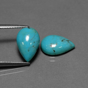 カラットの天然ブルーグリーンターコイズ（12×8.1 mm・洋梨の形）