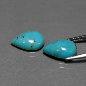 カラットの天然ブルーグリーンターコイズ（12×8.1 mm・洋梨の形）