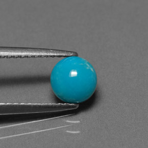 0.75カラットの天然ブルーターコイズ（5.98 mm・ラウンドカット）
