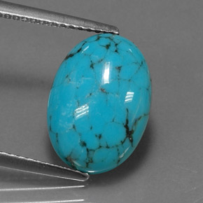 3.40カラットの天然緑がかった青ターコイズ（14×10.1 mm・オーバルカット）