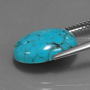 3.40カラットの天然緑がかった青ターコイズ（14×10.1 mm・オーバルカット）