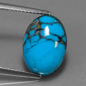 4.08カラットの天然ブルーターコイズ（14×10.1 mm・オーバルカット）