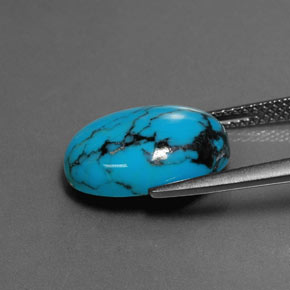 3.97カラットの天然ブルーターコイズ（14.1×10.1 mm・オーバルカット）