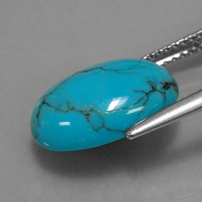 3.95カラットの天然ブルーターコイズ（14×9.8 mm・オーバルカット）