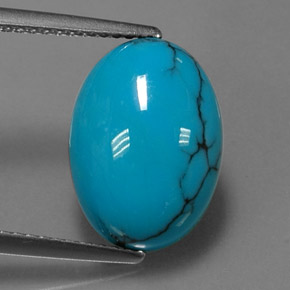 4.06カラットの天然ブルーターコイズ（14.1×10.2 mm・オーバルカット）