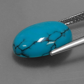 4.06カラットの天然ブルーターコイズ（14.1×10.2 mm・オーバルカット）