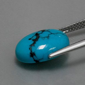 3.89カラットの天然ブルーターコイズ、オーバルカット、オペーク