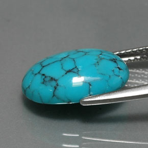 3.96カラットの天然ブルーターコイズ（14.1×10.1 mm・オーバルカット）