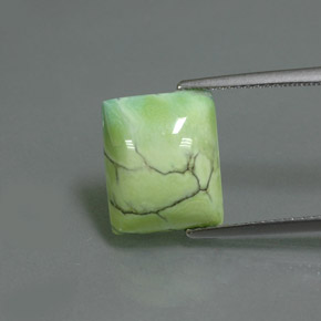 4.75カラットの天然イエローグリーンターコイズ（12.4×10.2 mm・バゲット）